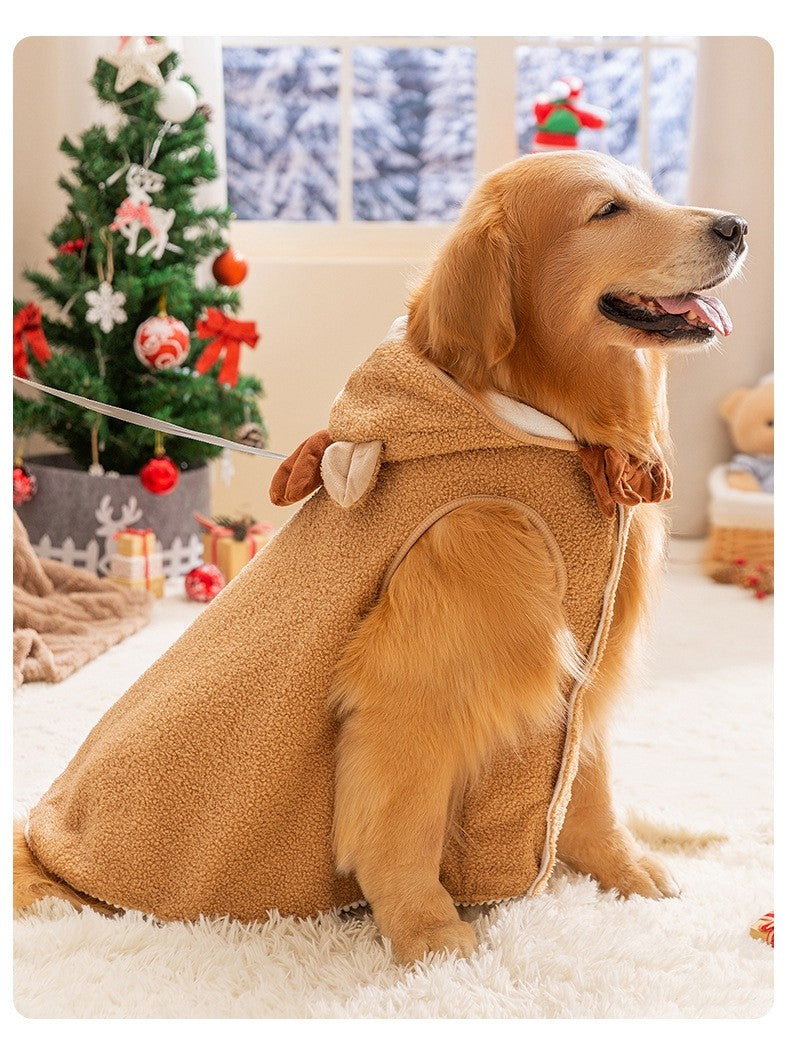 Roupas de Natal para Cães de Inverno Desenho Animado Vestido Médio e Grande Porte Golden Retriever Cão Grande Capa de Duas Pernas Vestido de Transformação