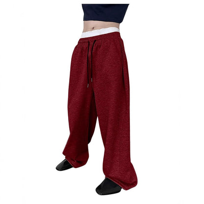 2025 men's wide leg sweatpants, European and American men's and women's sweatpants, waist drawstring straight leg loose casual s