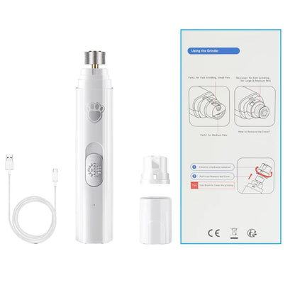 Lixador Elétrico de Unhas para Cães Cortador de Unhas Pet Recarregável USB Aparador de Unhas Pet Indolor com Roda Polidora para Animais de Estimação Pequenos/Grandes