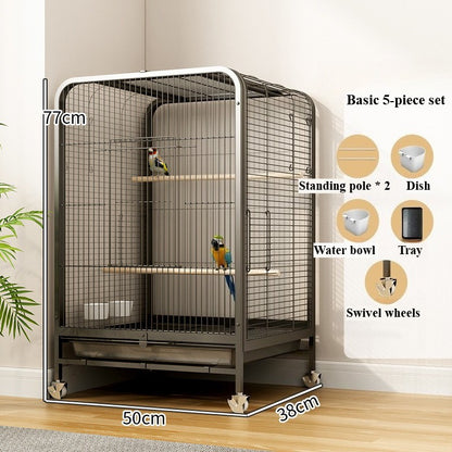 Gaiola de pássaros doméstica grande, luxuosa, para papagaio listrado, para aves grandes, gaiola de reprodução para canários