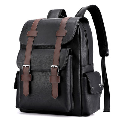 2023 Men Backpack PU Leather Bagpack Large Laptop Backpacks Male Mochilas Black Schoolbag For Teenagers Boys Brown Sac A Dos