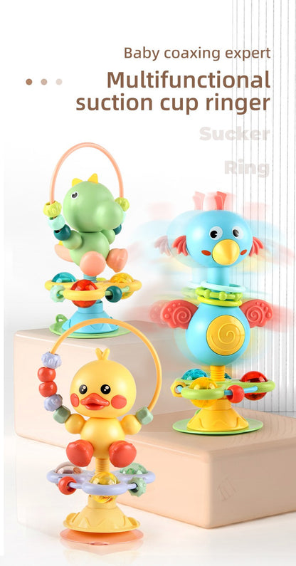 Chocalho de Bebê para Cadeira de Alimentação com Ventosa, Brinquedos Giratórios para Bebês, Brinquedo Interativo para Bandeja de Bebê, Presente de Recém-nascido para Crianças