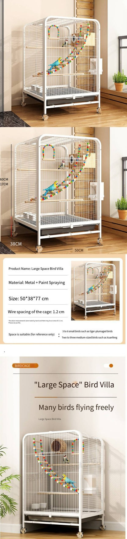 Gaiola de pássaros doméstica grande, luxuosa, para papagaio listrado, para aves grandes, gaiola de reprodução para canários