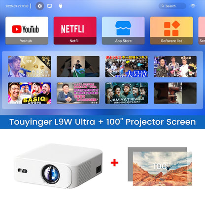 Projetor Android Touyinger L9W Ultra 4K Mini Projetores Full HD Cinema Vídeo Projetor LED Home Theater Beamer Tela Bluetooth