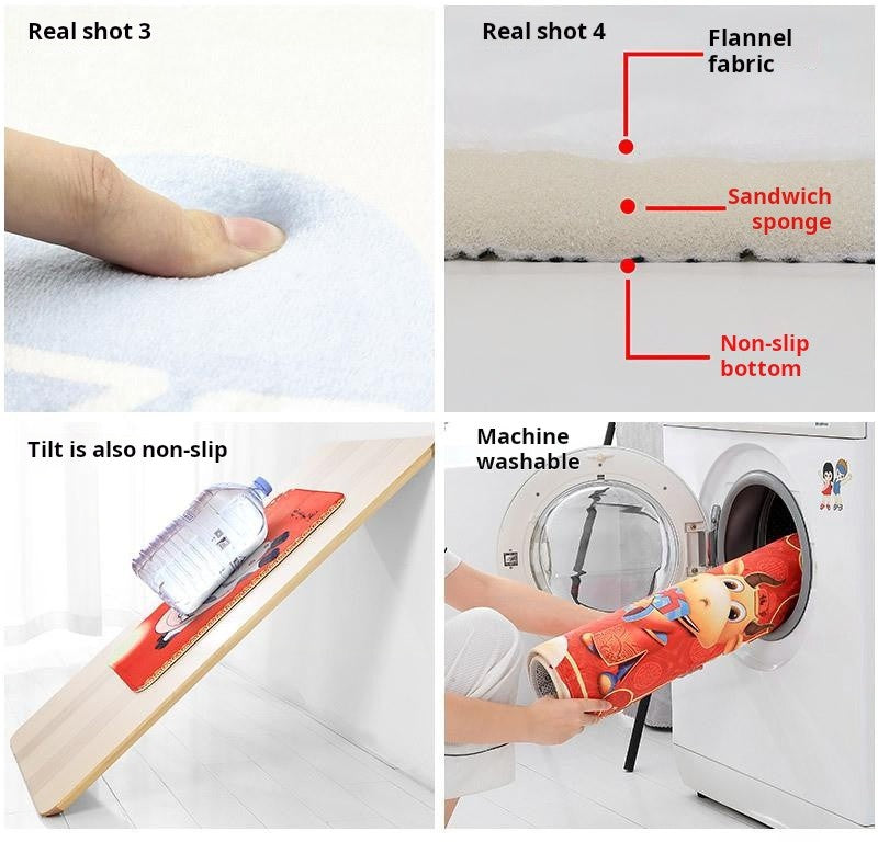 VIKAMA Christmas Snowflake Anti-Slip Washable Rug - Essential Round Floor Mat for Home Room Deco