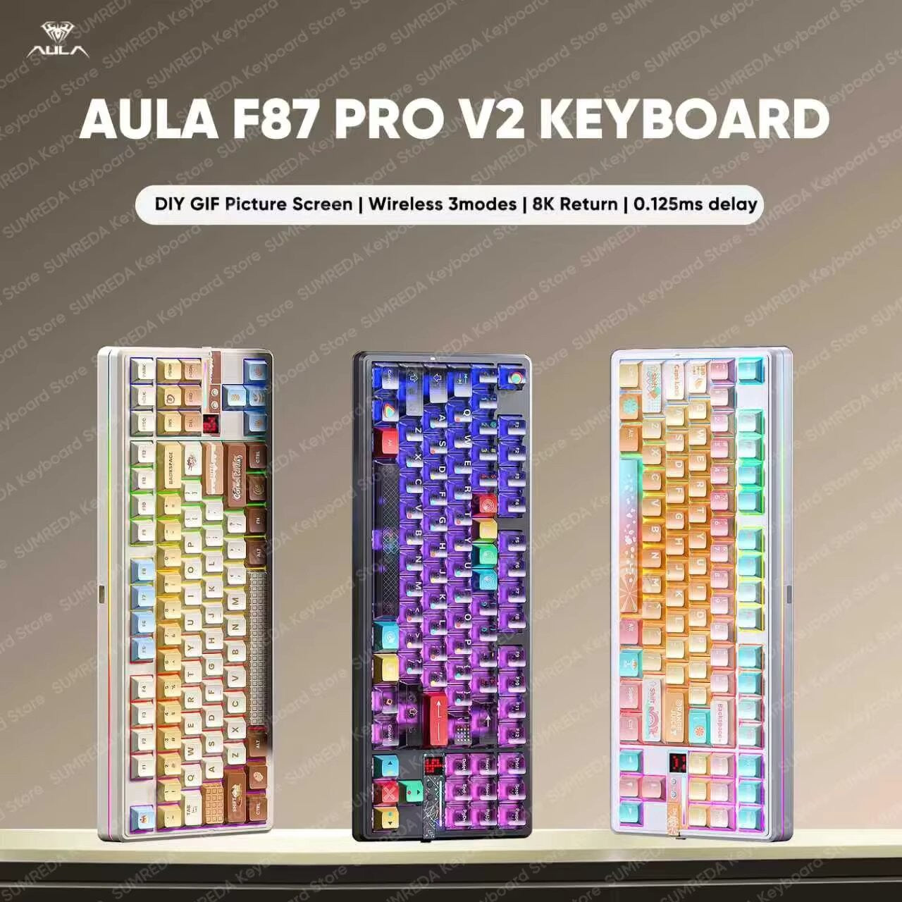 AULA F87 Pro V2 Wireless Gaming Mechanical Keyboard F87Pro V2 Bluetooth 2.4G Wired RGB Hotswap 8K Return 12000mAh Gamer Keyboard