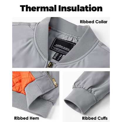 MAGCOMSEN Men's Aviator Jackets Thick Warm Orange Lining Bomber Jackets Fall Winter Casual Windproof Coats