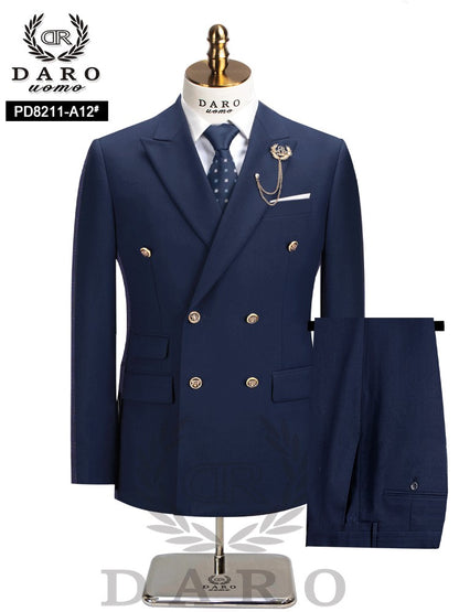 DAROuomo 2025  Men Suit Slim Fit Formal Business Work Wear Suits 2Pcs Set (Jacket+Pants)DR8211