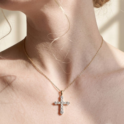 EFFIE QUEEN S925 Sterling Silver Moissanite Cross Necklace GRA Certificate D VVS1 Diamond Cross Pendant Neck Chain Women SMON15