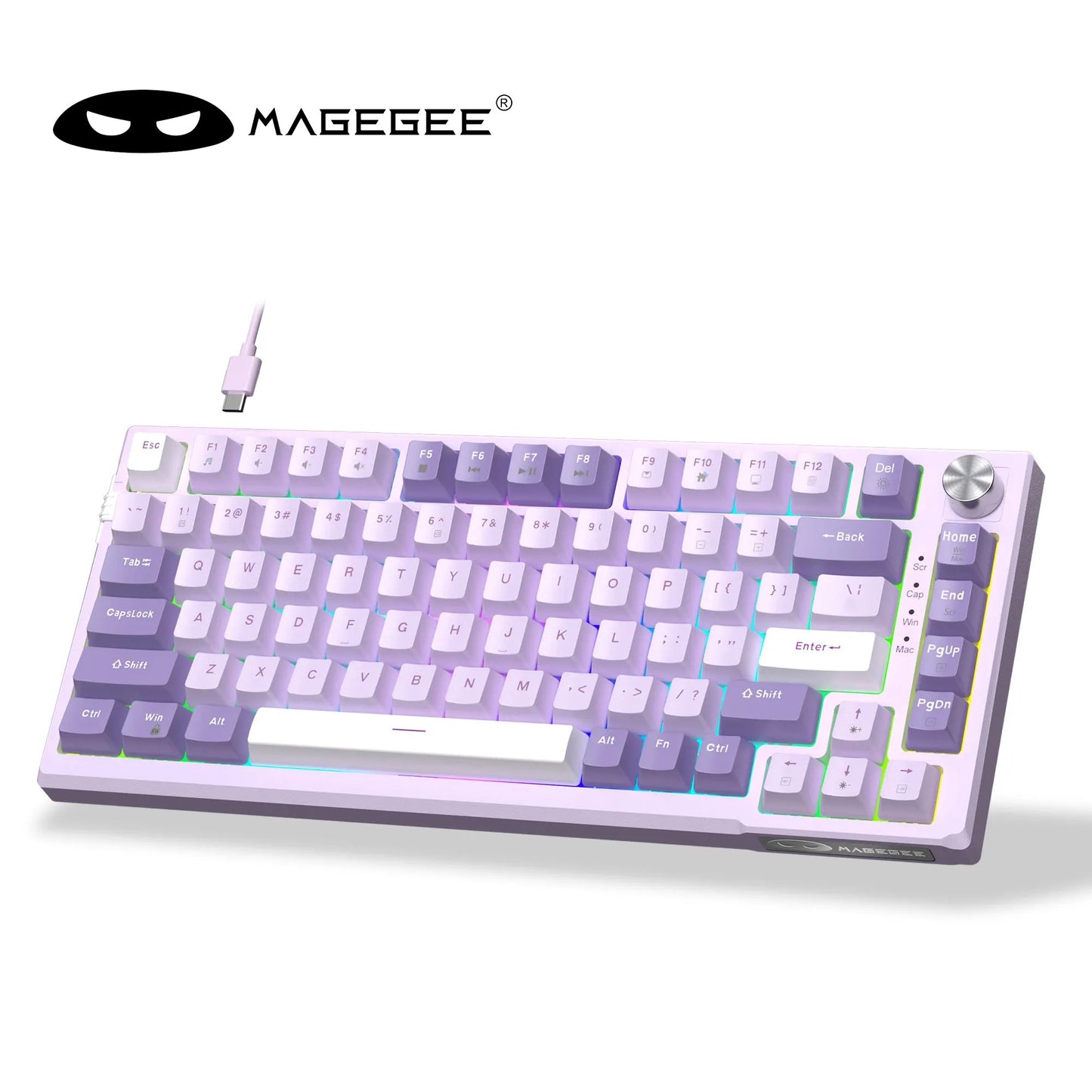 Teclado Mecânico Gamer MageGee SKY81 75%, RGB Gasket Hot Swappable com Fio Personalizado, Amortecimento de Som Cremoso com Botão