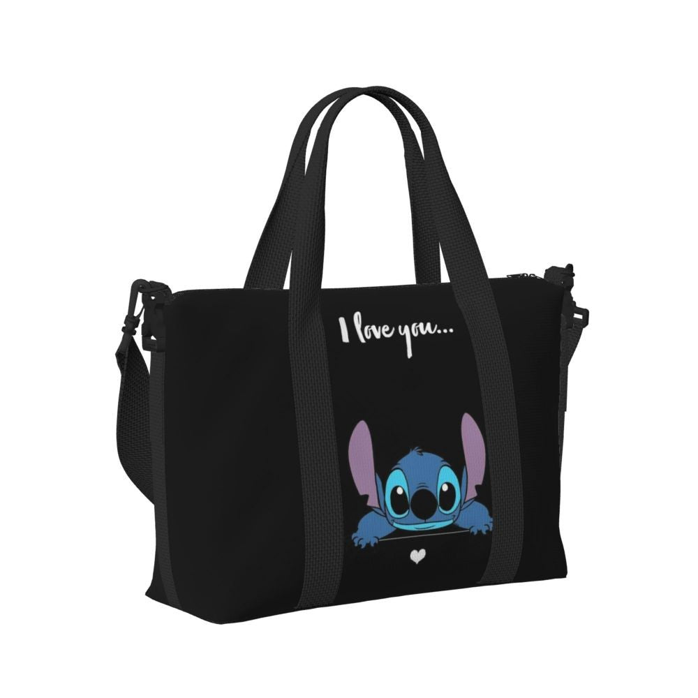 Custom Large SLilo And Stitch Cartoon Tote Bag Women Anime Shopping Shoulder Beach Gym Travel Bag