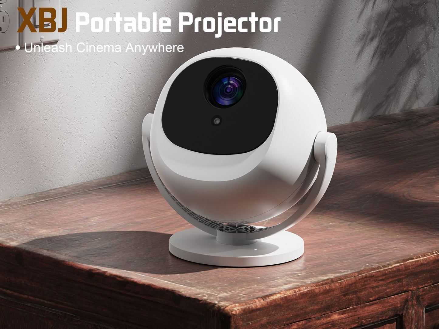 XBJ Spherical Home Theater 4K Projector, Android WiFi 6 BT 5.0 Auto Keystone 360° Rotation Portable Video Projector for Outdoor