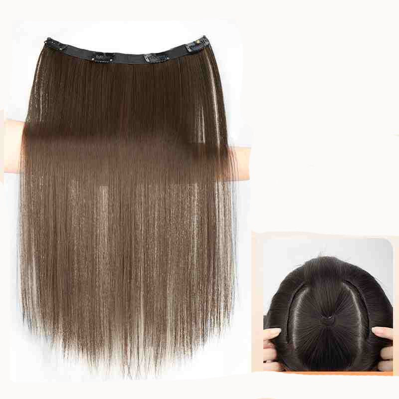 Extensões de Cabelo Sintético em V de uma Peça com 4 Clips Cabelo Liso Longo Peruca Cor 50CM Cabelo Falso Natural