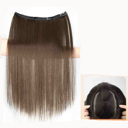 Extensões de Cabelo Sintético em V de uma Peça com 4 Clips Cabelo Liso Longo Peruca Cor 50CM Cabelo Falso Natural