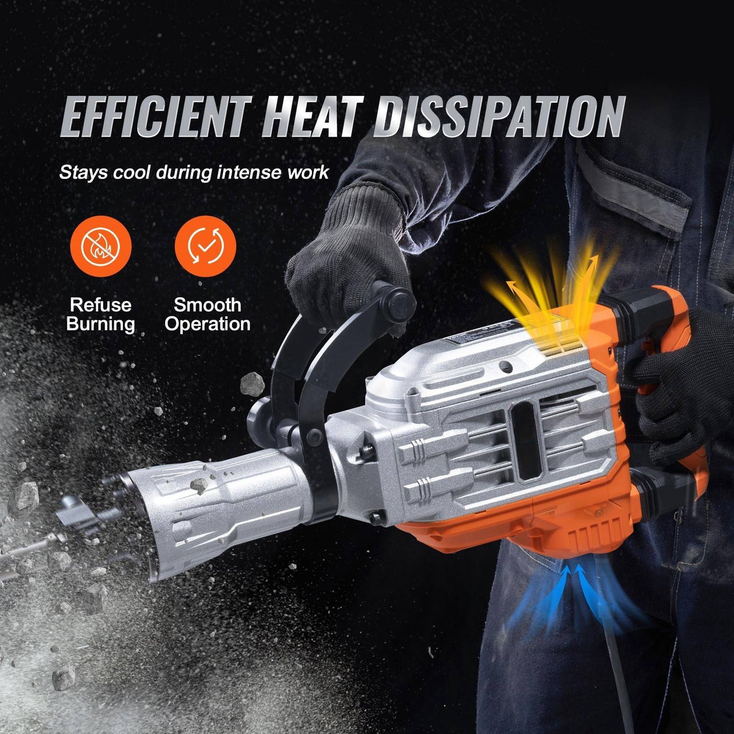 Martelo Demolidor Elétrico Jack Hammer de Demolição SucceBuy 1500W/2200W/3500W, Quebrador de Concreto Pesado, com Cinzel de 2/4 peças