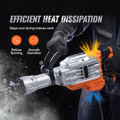 Martelo Demolidor Elétrico Jack Hammer de Demolição SucceBuy 1500W/2200W/3500W, Quebrador de Concreto Pesado, com Cinzel de 2/4 peças