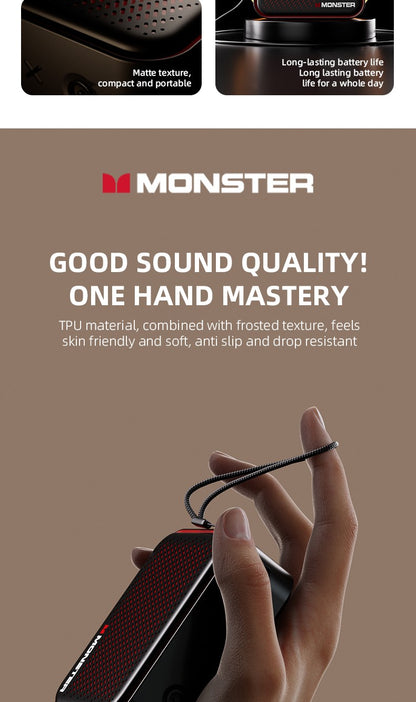 Caixa de Som Portátil Sem Fio Monster DS01 Outdoor BT V6.0 IP67 à Prova d'Água 1500mAh Mini Subwoofer de Alta Fidelidade Acústica Personalizada
