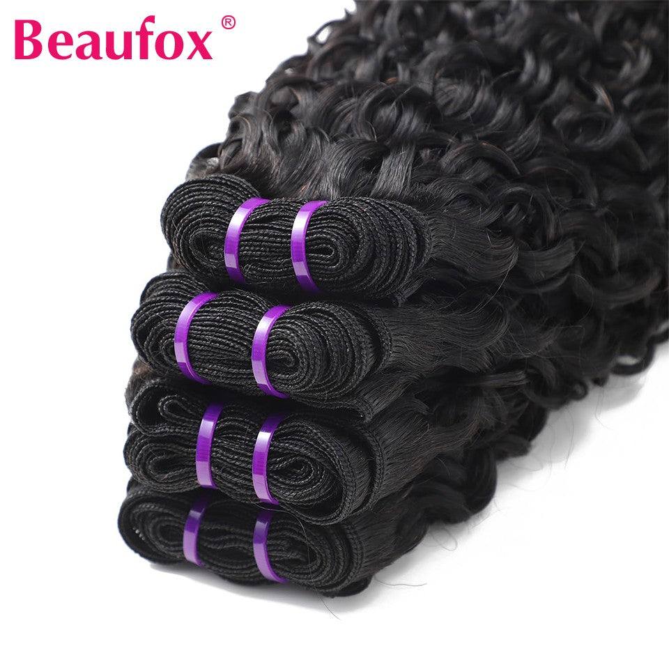 Beaufox Burmese Curly Hair Bundles Pixie Curly Bundles Human Hair Virgin Water Wave Human Hair Bundles Ocean Spiral Curly 30”
