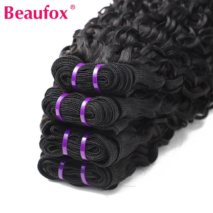Beaufox Burmese Curly Hair Bundles Pixie Curly Bundles Human Hair Virgin Water Wave Human Hair Bundles Ocean Spiral Curly 30”
