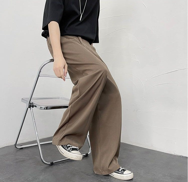 Trousers For Men Brown Fluid Draped Baggy Stylish Tailoring Summer 2025 Man Suits Pants Clothing Premium Thin Casual Up