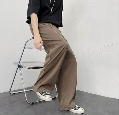 Trousers For Men Brown Fluid Draped Baggy Stylish Tailoring Summer 2025 Man Suits Pants Clothing Premium Thin Casual Up