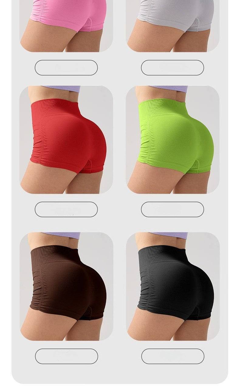 Women High Waist Fitness Shorts Gym Hip Lifting Yoga Sports Tight Running Shorts Exercise Three Folded Yoga Shorts