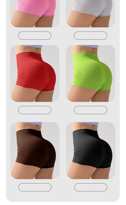 Women High Waist Fitness Shorts Gym Hip Lifting Yoga Sports Tight Running Shorts Exercise Three Folded Yoga Shorts