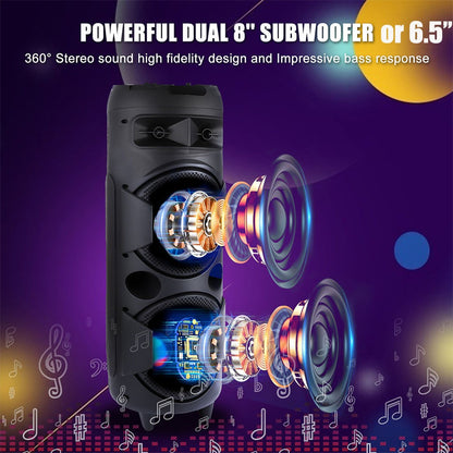Caixa de som Bluetooth Portátil 6000W Subwoofer Graves Potentes Sistema de Som para Festa Dj Karaokê Luzes RGB Caixa de Som Recarregável