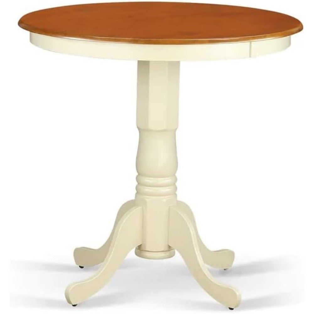 East West Furniture Jackson Round Counter Height Dining Table, 36 Inch Diameter, Black and Cherry Finish