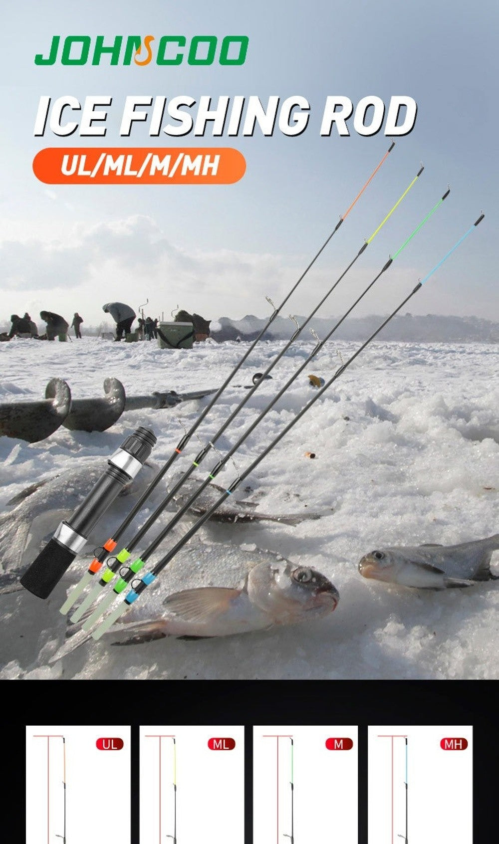 Vara de Pesca no Gelo de Inverno 2 Seções Ultraleve Design Tipo Giratório Vara de Pesca 52cm de Comprimento Vara de Pesca Ultraleve Pesca de Inverno