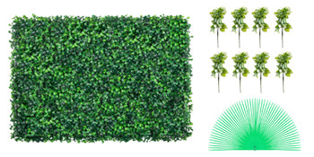 SucceBuy Artificial Boxwood Panel  24pcs 20x20/24x16 in Boxwood Hedge Wall Panels Artificial Grass Backdrop Wall Green Grass