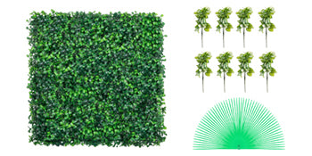 SucceBuy Artificial Boxwood Panel  24pcs 20x20/24x16 in Boxwood Hedge Wall Panels Artificial Grass Backdrop Wall Green Grass