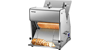 SucceBuy Commercial Bread Slicer Stainless Steel 12mm Blades Electric Bread Cutting Machine Kitchen Appliance Toast Processor