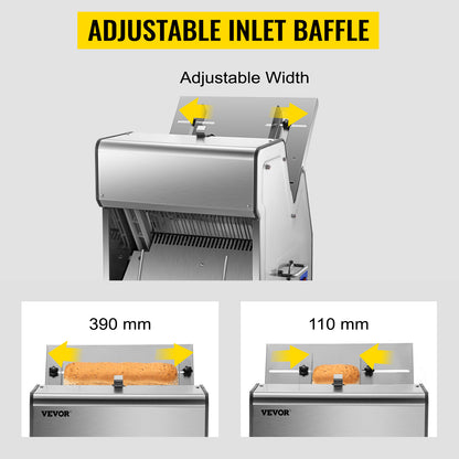 Fatiador de Pão Comercial SucceBuy Aço Inoxidável Lâminas de 12 mm Máquina de Corte de Pão Elétrica Aparelho de Cozinha Processador de Torradas