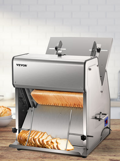 SucceBuy Commercial Bread Slicer Stainless Steel 12mm Blades Electric Bread Cutting Machine Kitchen Appliance Toast Processor