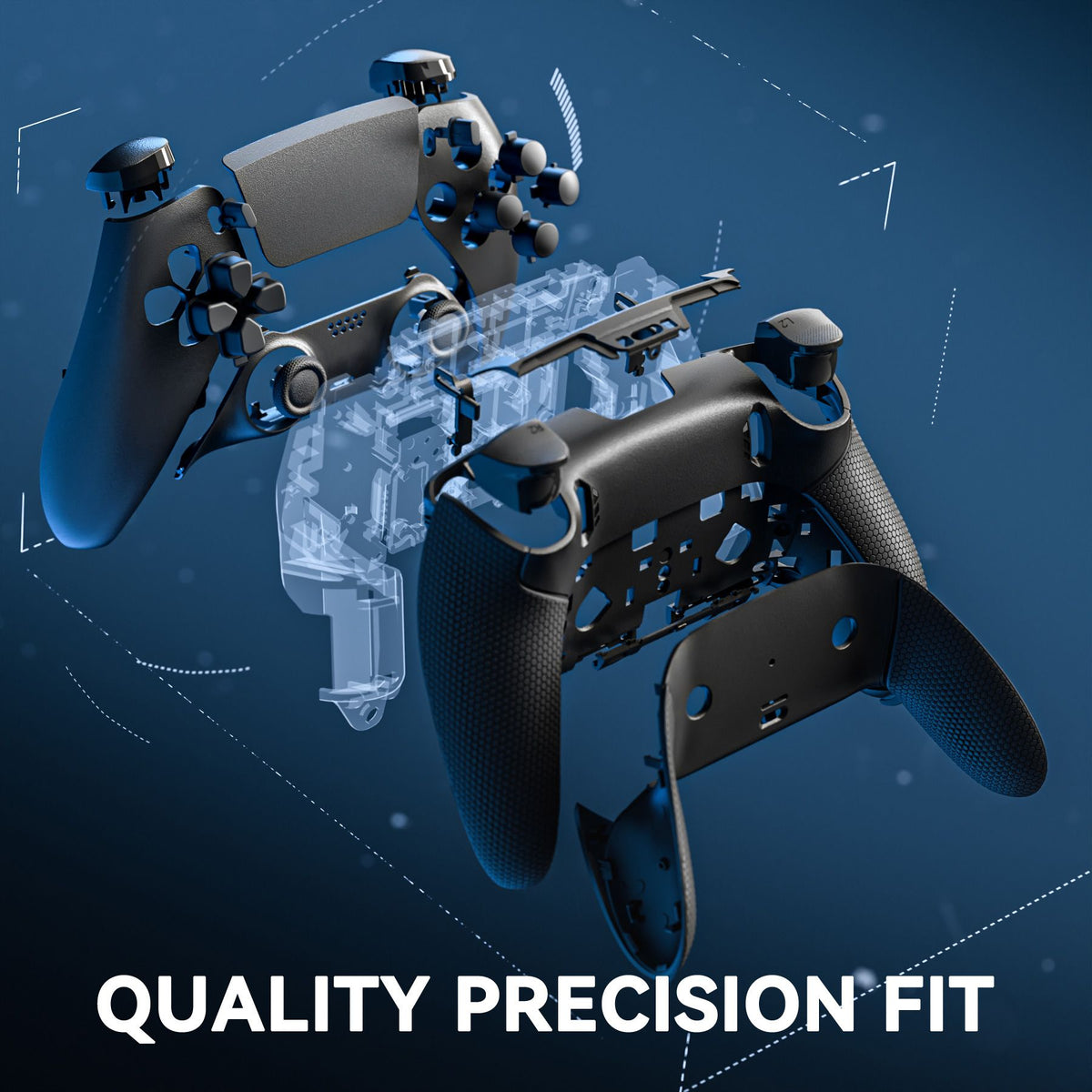 eXtremeRate Beyond-ARC Full Set Shell & Buttons for ps5 Edge Controller, Rubberized Grip Back Plate, Faceplate, Clip Shell