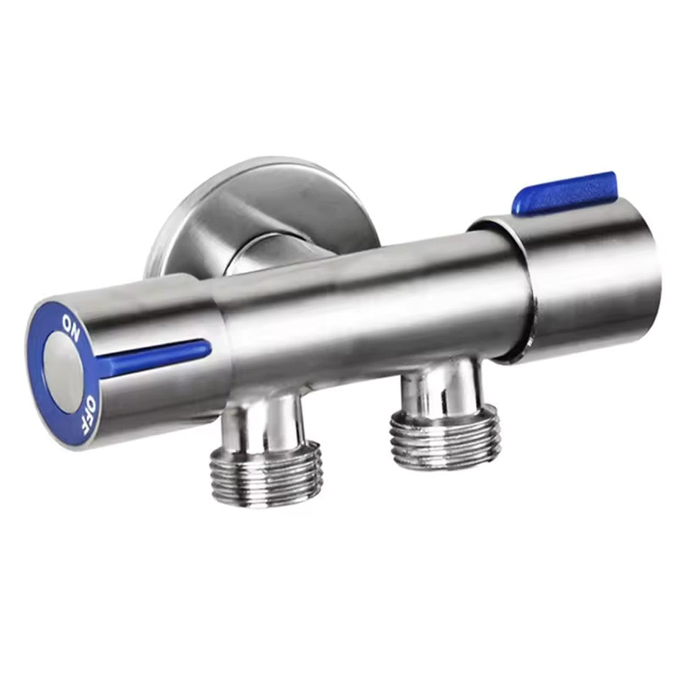 Válvula Angular de Aço Inoxidável Água Fria Simples 1 Entrada 2 Saídas para Banheiro, Vaso Sanitário, Máquina de Lavar, Torneira de Água com Saída Dupla