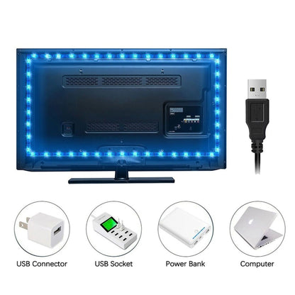 5M USB Led Strip Lights Aesthetic Room Decor Christmas Decoration Bedroom Closets Kitchen TV Ambient Ring Light Neon Wall Lamps