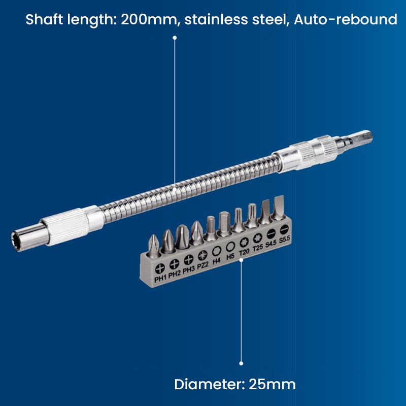 Bit de Parafusadeira Bosch Eixo Flexível Omnidirecional 360° 11 Peças Acessório de Aço Inoxidável Ferramenta Rotativa de Retificação