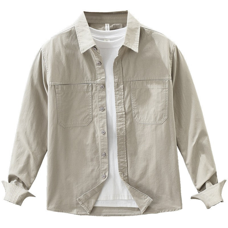 100% Cotton Long Sleeve Shirt for Men Clothing Multi-pockets Versatile Streetwear 2025 Autumn New Casual Cargo Mens Shirt