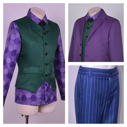 Men Clown Cosplay Costume Clown full set Coat Shirt Vest wig Tie Suit Outfits for Male Halloween Costumes