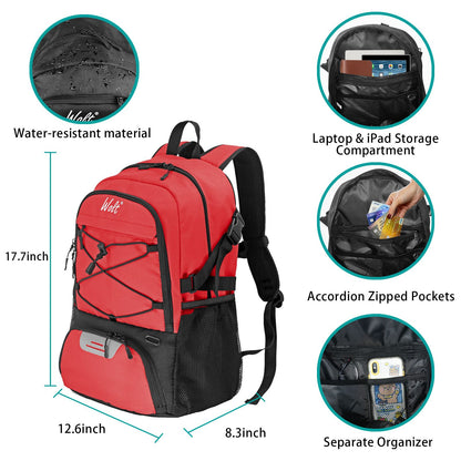Mochila de basquete grande, bolsa esportiva com compartimento separado para bolas, compartimento para tênis de basquete, futebol, vôlei, natação, academia, viagens