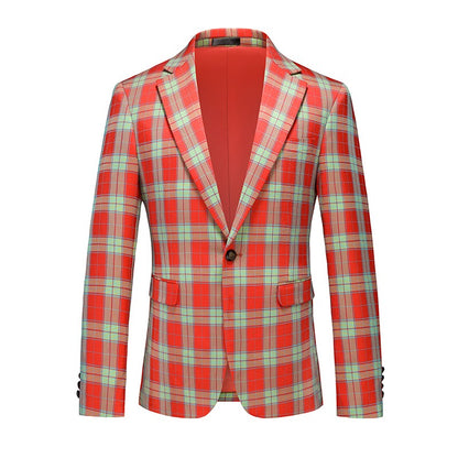 Single Breasted Plaid Suit Men's Clothing Fashion Simple Men Business Social Wedding Party Tuxedo Dress Blazers Jacket