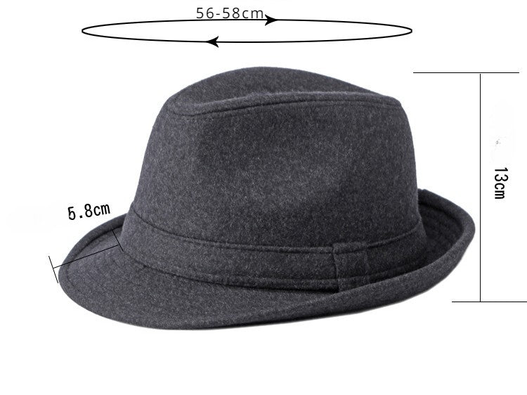 Gentleman Hat Men's British Style Retro Simple Pure Color Wool Top Hat Men's Casual Jazz Hat