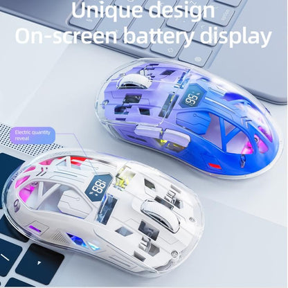 Mouse Bluetooth A2 com tela digital transparente RGB, conexão sem fio de modo duplo, compatível com Win/Mac