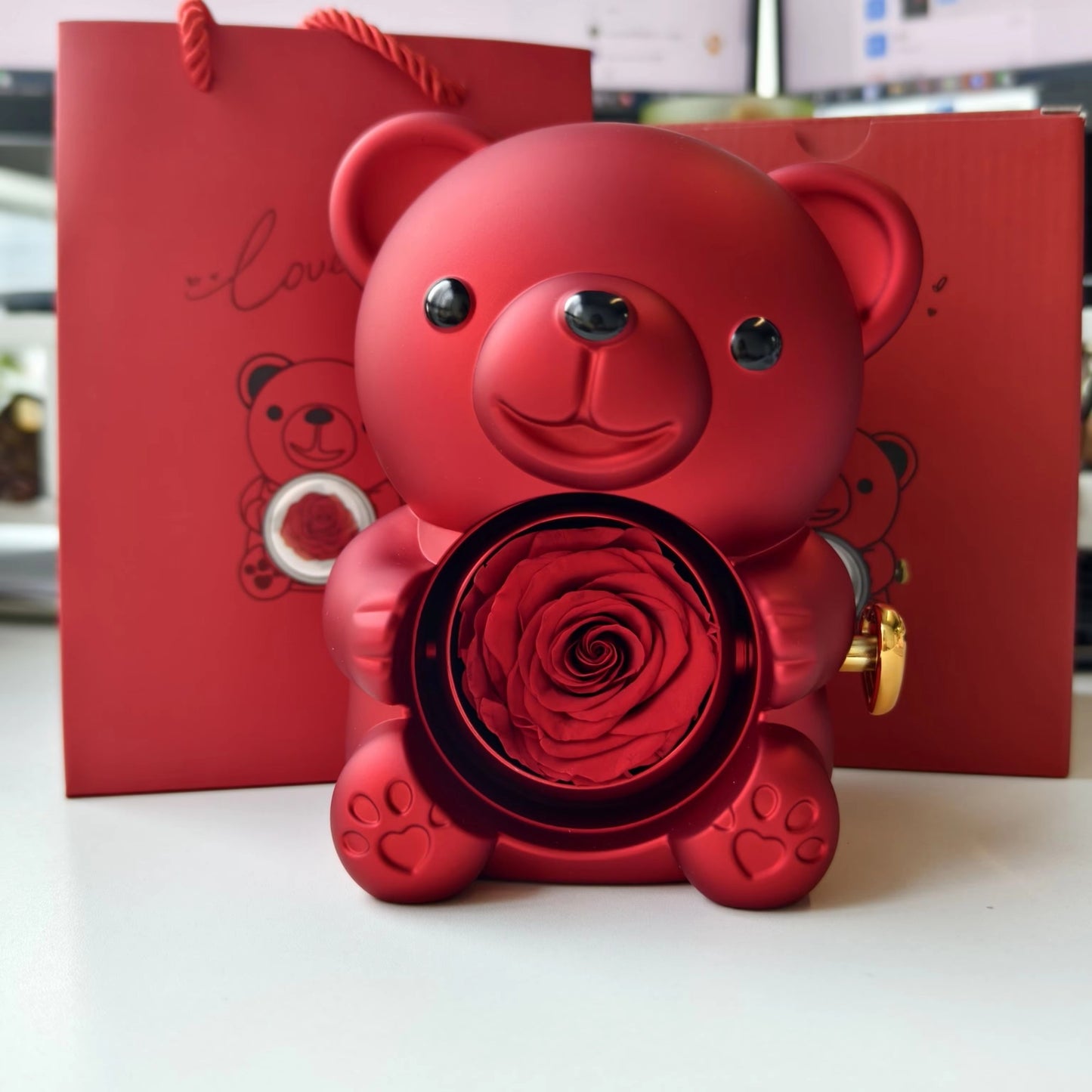 2025 Hot Eternal Rose Teddy Bear Gift Box with Custom Necklace Jewelry Set Valentine's Birthday Holiday Gift Back School Gift
