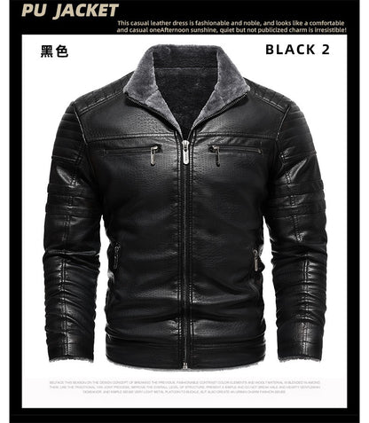 2024 Men Faux Leather Jacket High Quality Casual Zipper Fleece Warm Coats Winter Men Vintage Motorcycle Leather Jacket Men S-4Xl