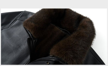 Outcoat Winter Faux Leather Jacket Detachable Golden Mink Fleece Inner Lining Top Layer Faux Deerskin One-piece Warm Men's Coat