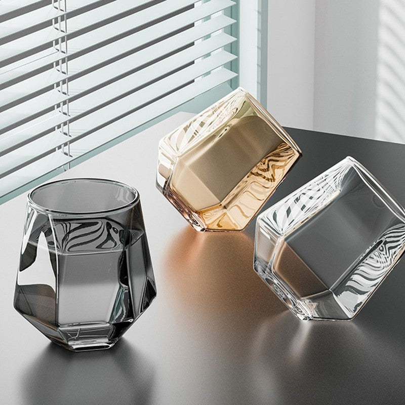 Taças de Vinho Multicores 320ml Taça de Vidro em Formato de Diamante Hexagonal Taça de Uísque para Festa Taça de Vinho Personalizada Taça de Hóquei no Gelo