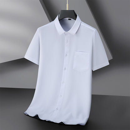 Men Shirt Short Sleeve Summer Waterproof Oil Proof Antifouling Oversize 6XL 7XL 8XL 10XL Plus Size Formal Casual High Quality